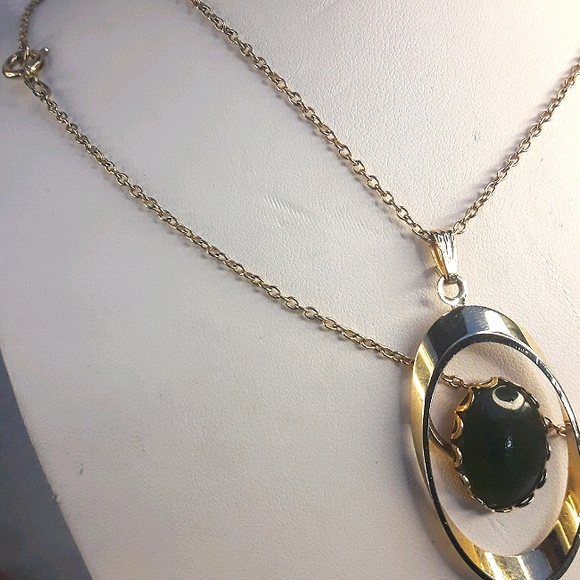 Stone Necklace Pendant Mid Century Modern Vintage Jewelry Natural Stone - Picture 5 of 8